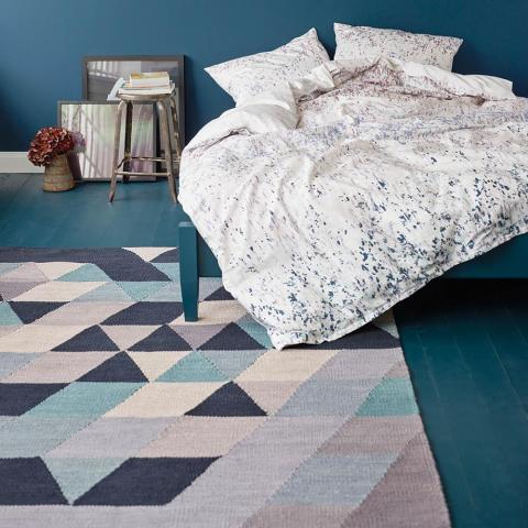 Triango Kelim Rugs 7717 01 by Esprit in Grey and Blue