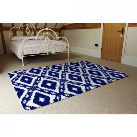 Tribal Art Ikat Ogee In Traditional Classic Blue Designer Rug - Blue / 230cm