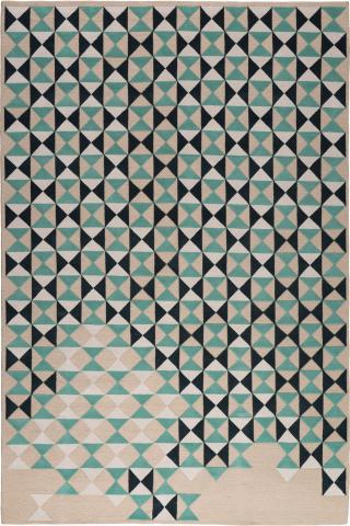 Trine Kielland Deltille Geometric 3.05x2.13m/10'x7' Green Wool Geometric rug by The Rug Company, Handknotted Tibetan wool