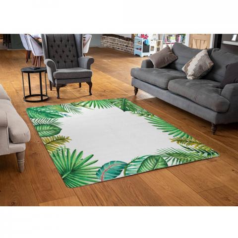 Tropical Leaves Designer Rug - Green / 110cm