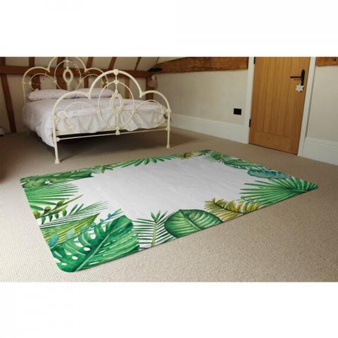 Tropical Leaves Designer Rug - Green / 230cm