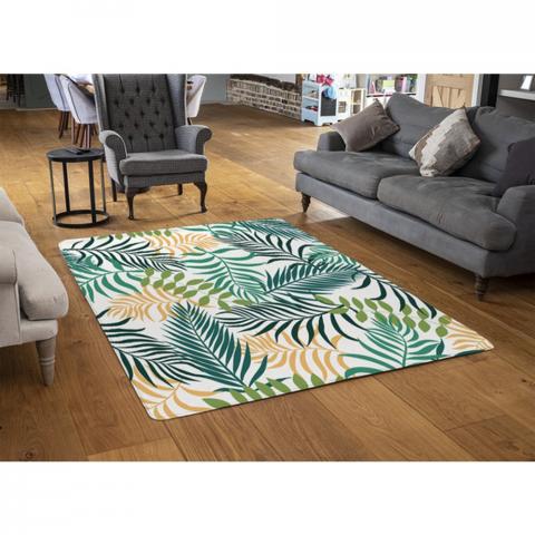 Tropical Palm Leaves Designer Rug - Green / 110cm