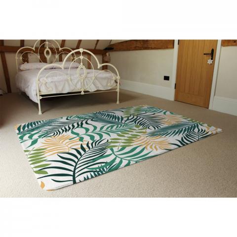 Tropical Palm Leaves Designer Rug - Green / 230cm