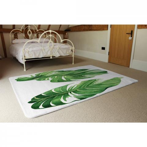 Twin Botanical Leaves Designer Rug - Green / 230cm