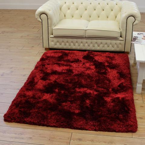 Ultra Thick Plush Shaggy Rugs Red 