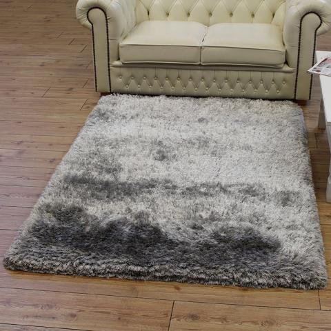 Ultra Thick Silver Plush Shaggy Rug 