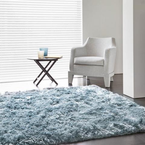 Uni Adore Shaggy Rugs 207 001 500 in Blue by Ligne Pure