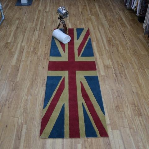 Union Jack Tufted Wool Runners in Red Blue