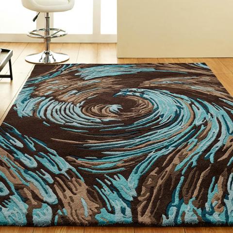 Unique Evolution Rugs in Chocolate Blue