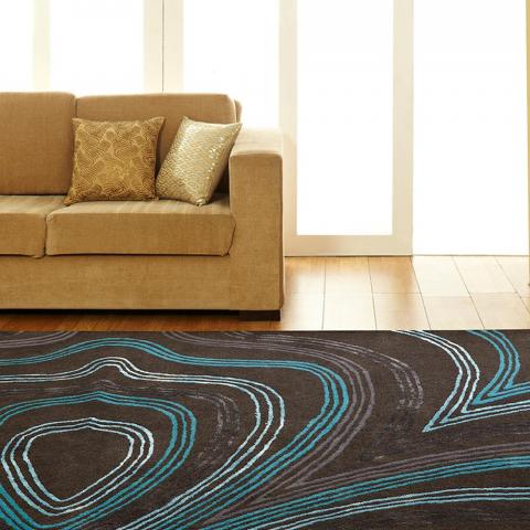 Unique Retro Rugs in Charcoal Blue