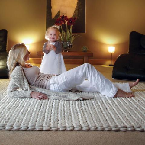 Urbane Felted Wool Rugs in Ivory