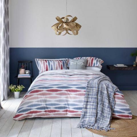 Usuko Stripe Print Designer Bedding By Scion in Rose Pink