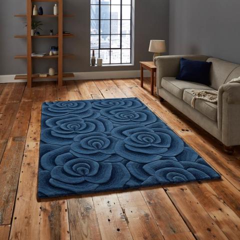 Valentine Rugs VL10 Hand Made Indian Wool in Blue