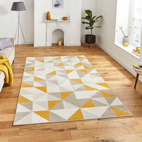 Vancouver 18214 Geometric Beige Yellow Rug 