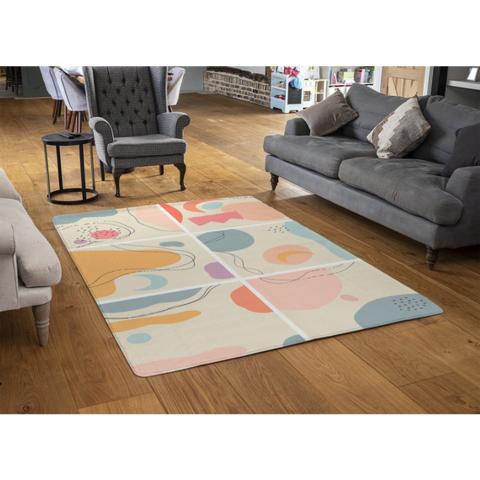 Various Shapes And Doodle Objects Designer Rug - Pink / 110cm