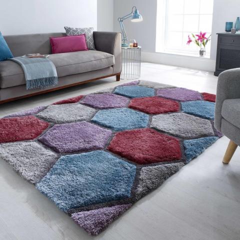 Verge Honeycomb Geometric Rugs in Multi