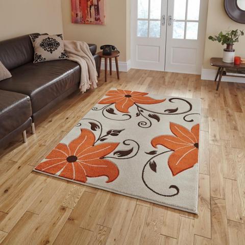 Verona OC15 Hand Carved Rugs in Beige Terracotta