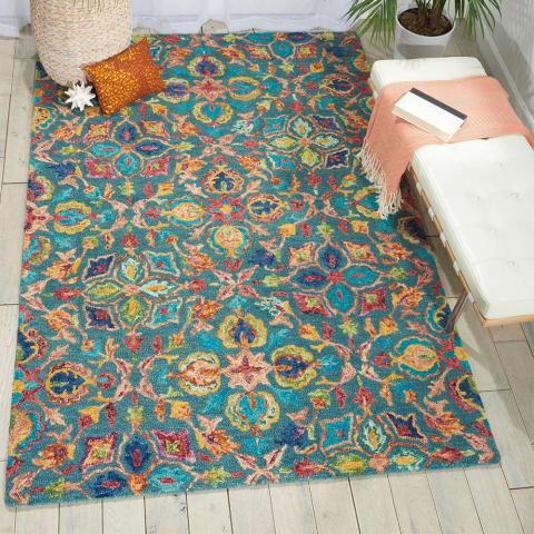 Vibrant Wool rug Teal VIB08 