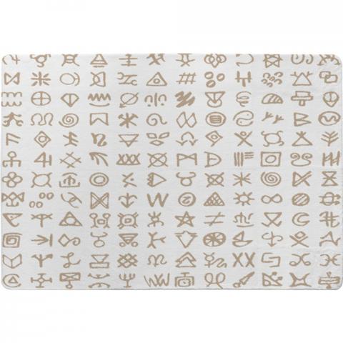 Viking Ritual Symbols Designer Rug - White / 200cm