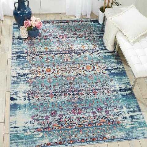 Vintage Kashan Rugs VKA02 by Nourison in Blue