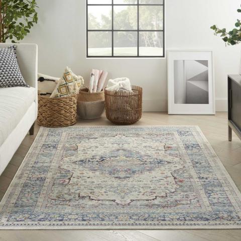 Vintage Kashan Traditional Rugs VKA07 by Nourison in Ivory Blue