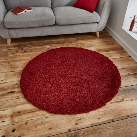 Vista Circular Shaggy Rugs 2236 Red