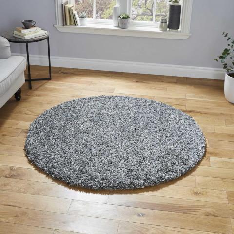 Vista Shaggy Circular Rugs 3547 Silver