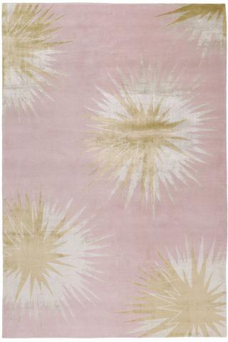 Vivienne Westwood Thistle Gold 1.83x1.22m/6'x4' Pink Abstract Wool & Silk rug by The Rug Company, Handknotted Tibetan wool and silk