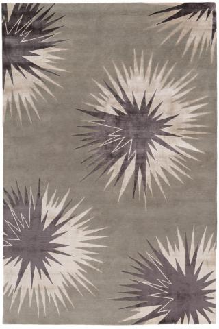 Vivienne Westwood Thistle Pewter 1.83x1.22m/6'x4' Grey Abstract Wool & Silk rug by The Rug Company, Handknotted Tibetan wool and silk