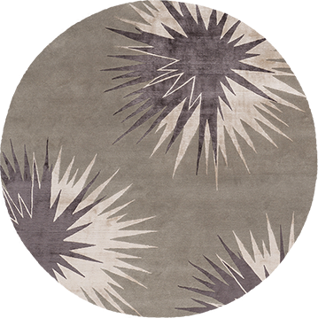 Vivienne Westwood Thistle Pewter Round 2.44x2.44m/8'x8' Grey Abstract Wool & Silk rug by The Rug Company, Handknotted Tibetan Wool & Silk