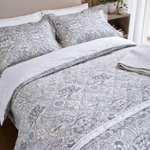 Wandle Bedding Cushion and Throw By Morris & Co in Grey