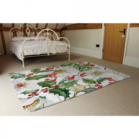 Watercolour Christmas Pattern Designer Rug - Green / 230cm