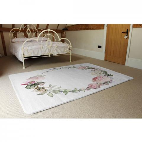 Watercolour Flowers Designer Rug - Pink / 230cm