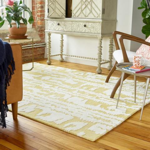 Waterwave Stripe Rugs 039906 in Citron by Florence Broadhurst