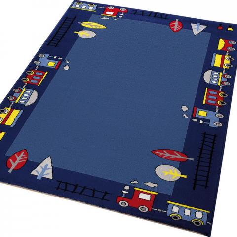 Weconhome Funny Train Rugs 0767 01 in Blue