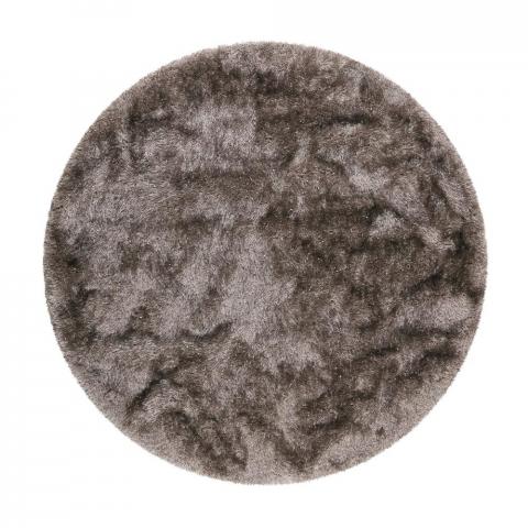 Weconhome Shiny Touch Circular Shaggy Rugs 1411 095 in Grey