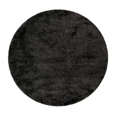 Weconhome Shiny Touch Circular Shaggy Rugs 1411 900 in Anthracite Grey