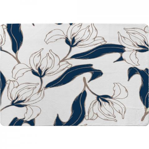 White Flowers Designer Rug - Blue / 200cm