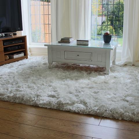 White Ultra Thick Plush Shaggy Rug 