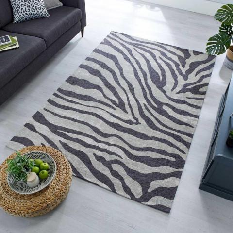 Wilder Zebra Animal Rugs in Charcoal Grey