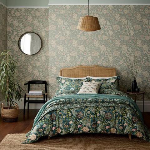 Wilhelmina Bedding and Pillowcase By Morris & Co in Teal Blue