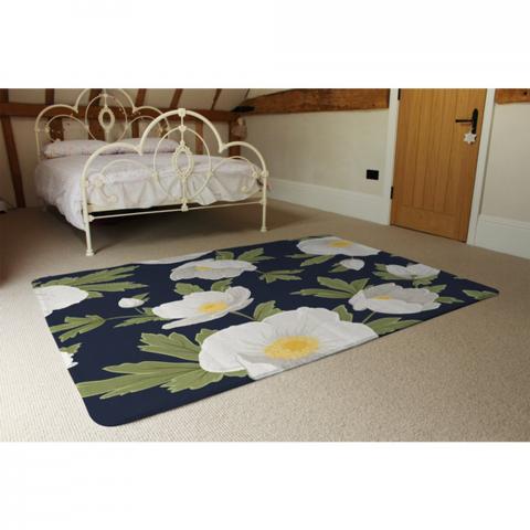 Winter Rose Designer Rug - Blue / 230cm