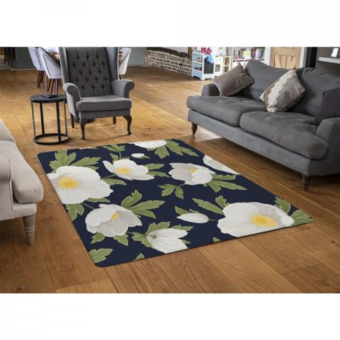 Winter Rose Designer Rug - Blue / 110cm