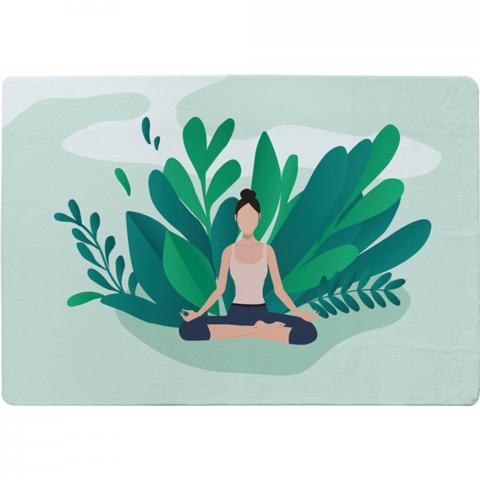 Woman Meditating Designer Rug - Green / 200cm