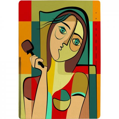 Woman With Chocolate In Hand Designer Rug - Green / 200cm