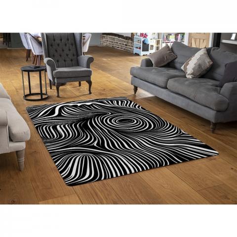 Woodcut Style On The Subject Of Human Soul Designer Rug - Black / 110cm