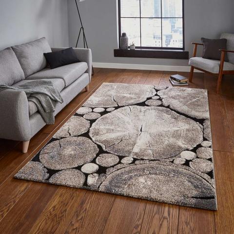 Woodland 6318 Beige Black Funky Rug 