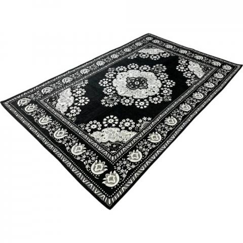 Woven Jacquard Chenille Rug 138x200cm - Black