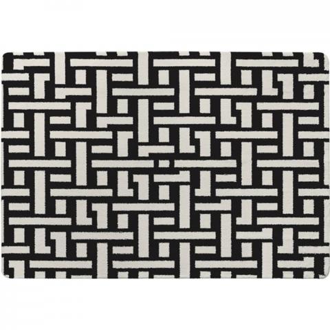 Woven Pattern Designer Rug - Black / 200cm