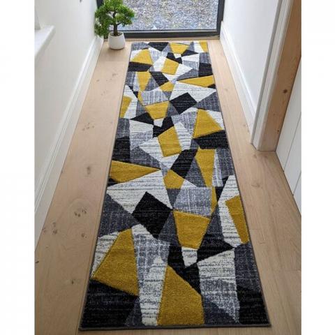 Yellow Abstract Living Room Rug - Boston - Yellow / 230cm / 3kg